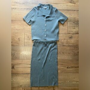 Elegant Blue Skirt Set